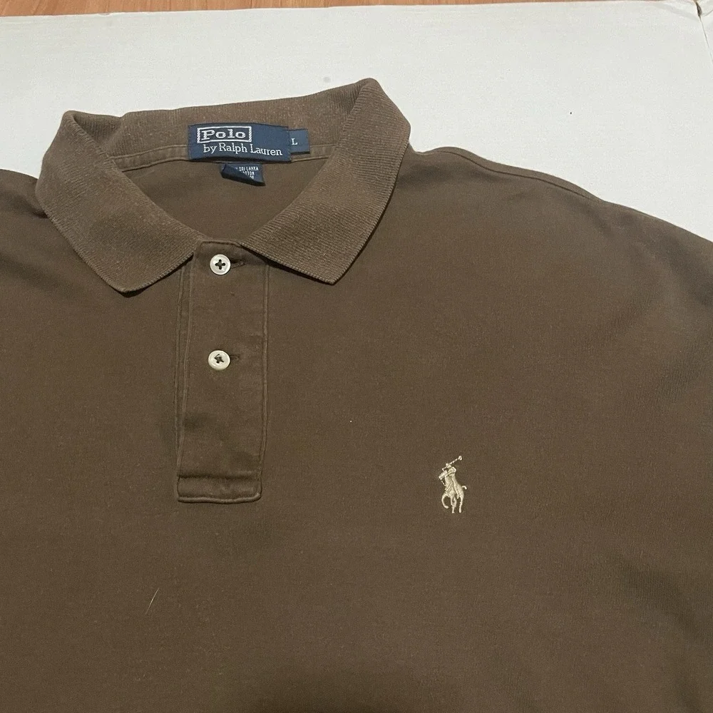 Lot Of 2 Polo Ralph Lauren Shirt Mens Large Purple‎ Brown Vintage Logo Golf